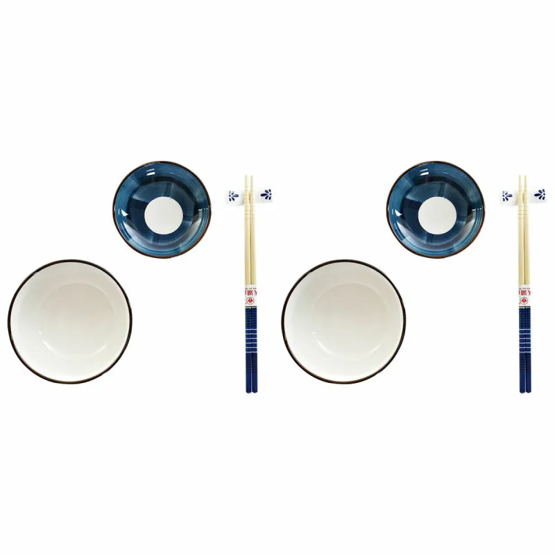 Sushisetti DKD Home Decor 34 x 29,5 x 7,3 cm Posliini Sininen Valkoinen Itämainen (34 x 29,5 x 7,3 cm)