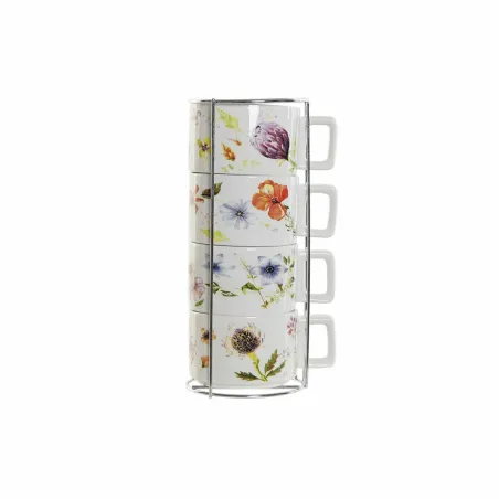 Komplekts ar kafijas tasēm DKD Home Decor Daudzkrāsains Metāls Dolomite 260 ml
