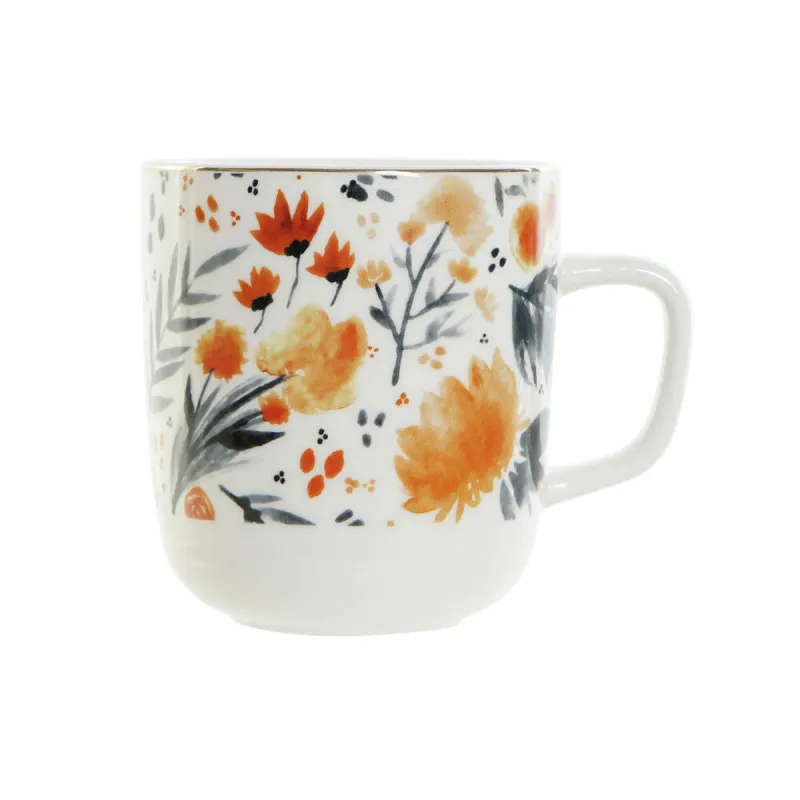 Puodelis DKD Home Decor Porcelianas Mėlyna Oranžinė (380 ml) (12 x 8,5 x 9,5 cm)