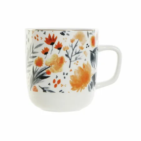 Puodelis DKD Home Decor Porcelianas Mėlyna Oranžinė (380 ml) (12 x 8,5 x 9,5 cm)