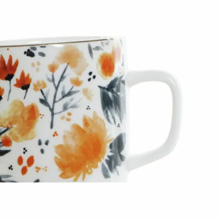 Puodelis DKD Home Decor Posliini Sininen Oranssi (380 ml) (12 x 8,5 x 9,5 cm)
