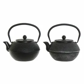 Teekannu DKD Home Decor Musta Hopea Rauta (18.5 x 16 x 17 cm) (2 pcs) (1200 ml)
