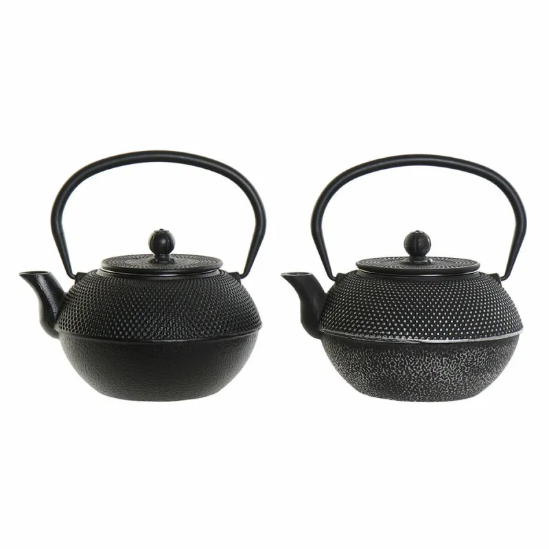 Чайник DKD Home Decor Чёрный Серебряный Железо (18.5 x 16 x 17 cm) (2 pcs) (1200 ml)