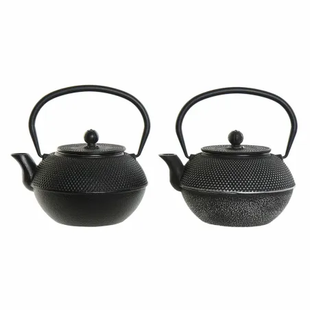 Чайник DKD Home Decor Чёрный Серебряный Железо (18.5 x 16 x 17 cm) (2 pcs) (1200 ml)