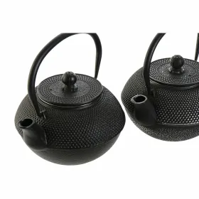 Teekannu DKD Home Decor Musta Hopea Rauta (18.5 x 16 x 17 cm) (2 pcs) (1200 ml)