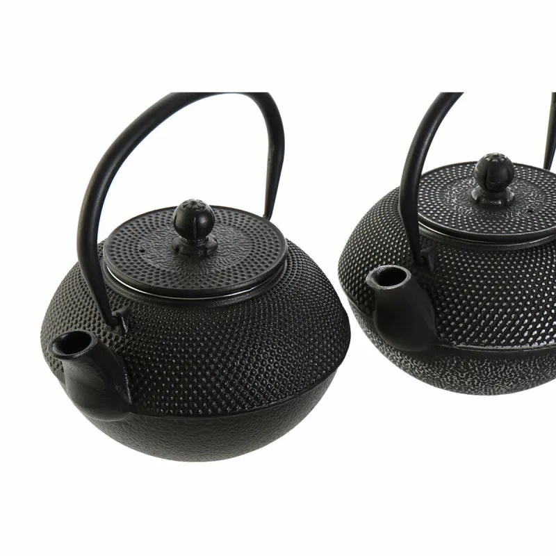 Teekannu DKD Home Decor Musta Hopea Rauta (18.5 x 16 x 17 cm) (2 pcs) (1200 ml)