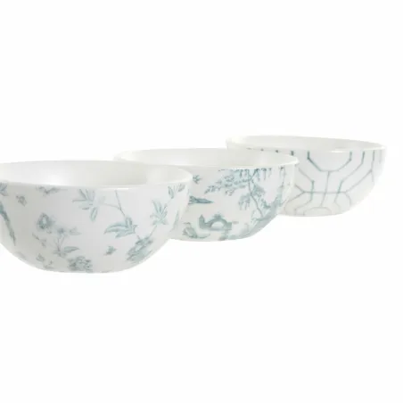 Uzkodu komplekts DKD Home Decor Balts Tumši Zils Porcelāns Akācija Plastmasa Austrumniecisks 4 Daudzums 30 x 9,5 x 1,3 cm