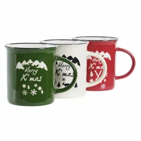 Mug DKD Home Decor Porcelain Stoneware (330 ml) (3 Units)