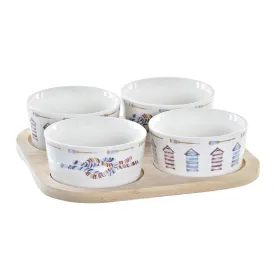 Set za Predjelo DKD Home Decor Sinine Naturaalne Bambus Keraamika Vahemere 19,7 x 19,7 x 1 cm (5 pcs)