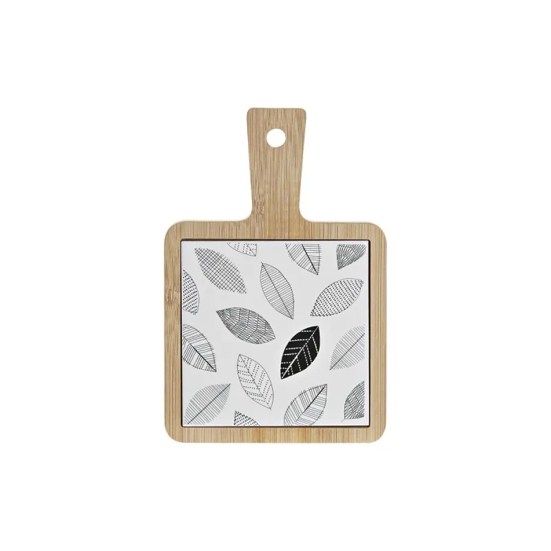 Suupistete alus DKD Home Decor Valge/Must Bambus Keraamika Lehed Cottage 18 x 12 x 1 cm