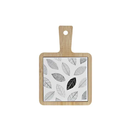 Užkandžių dėklas DKD Home Decor Balta / Juoda Bambukas Keramikos dirbinys Paklodės Cottage 18 x 12 x 1 cm