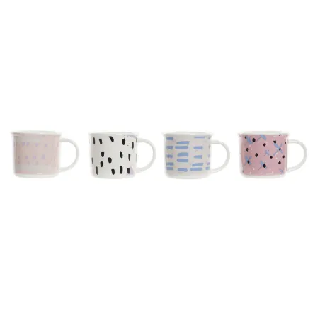 Кружка Mug DKD Home Decor Чёрный Синий Розовый Белый Керамика (310 ml) (4 штук)