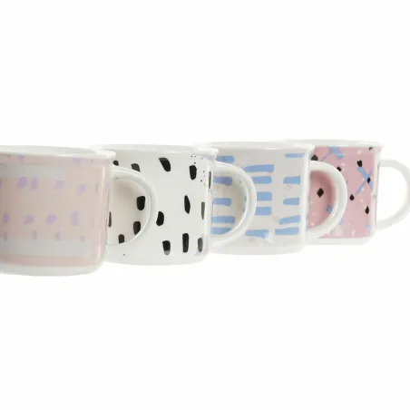 Кружка Mug DKD Home Decor Чёрный Синий Розовый Белый Керамика (310 ml) (4 штук)