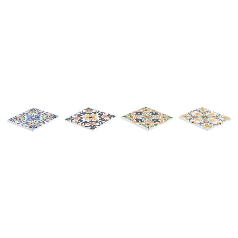 Lasinaluset DKD Home Decor Laatta 4 osaa (10,8 x 10,8 x 0,7 cm)