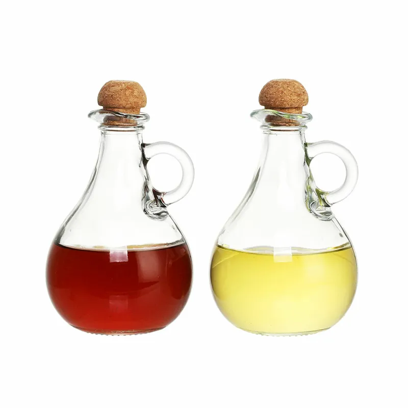Õli ja äädika komplekt DKD Home Decor 9 x 9 x 14,5 cm Kristall Läbipaistev Kork 230 ml 2 Ühikut