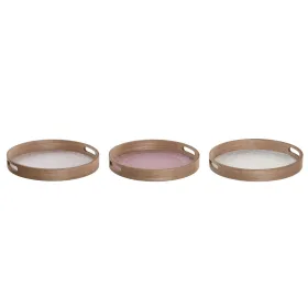 Välipalatarjotin DKD Home Decor Scandi Pinkki Valkoinen 35 x 35 x 5 cm Puu MDF (3 osaa)