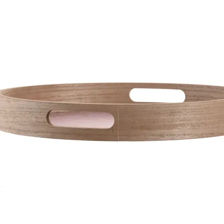 Uzkodu paplāte DKD Home Decor Scandi Rozā Balts 35 x 35 x 5 cm Koks MDF (3 gb.)