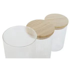 3 indeliai Home ESPRIT Skaidrus Silikoninis Bambukas Borosilikatinis stiklas 10 x 10 x 22,3 cm