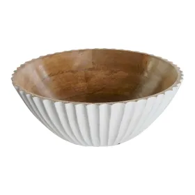 Салатница DKD Home Decor Белый Натуральный Древесина манго 30 x 30 x 12 cm