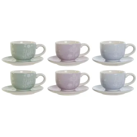 Кофейный набор DKD Home Decor Синий Белый Зеленый Лиловый Металл Dolomite 180 ml