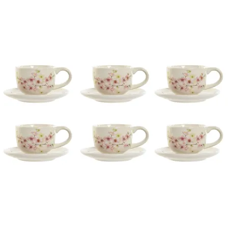 Komplekts ar kafijas tasēm Home ESPRIT Dzeltens Balts Rozā Ceriņš Metāls Dolomite 180 ml