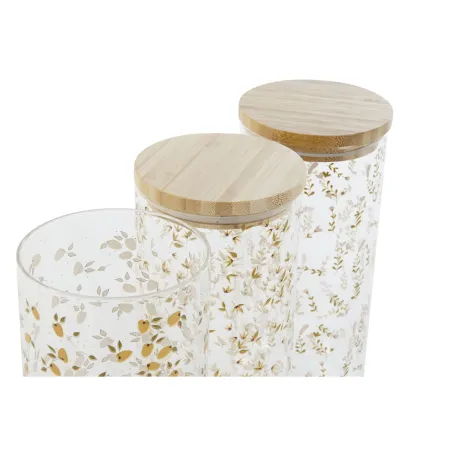Tin DKD Home Decor Green Pink Mustard Natural Silicone Bamboo Borosilicate Glass Shabby Chic 1,4 L (4 Units)