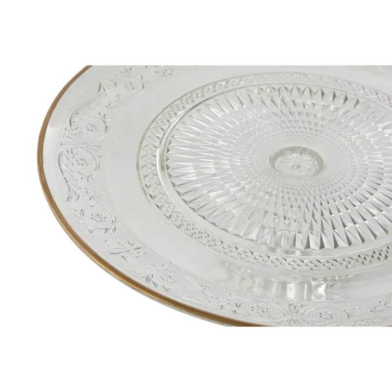 Flat Plate Home ESPRIT Transparent Golden Crystal 33 x 33 x 9,4 cm
