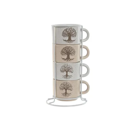 Set Šalica za Kavu Home ESPRIT Valge Beež Metall Keraamika 150 ml
