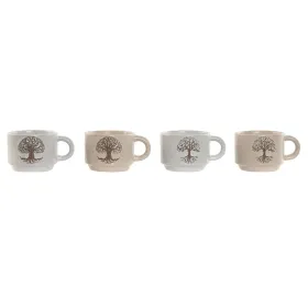 Osainen kahvikuppisetti Home ESPRIT Valkoinen Beige Metalli Kivitavara 150 ml