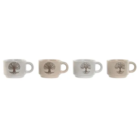 Set Šalica za Kavu Home ESPRIT Valge Beež Metall Keraamika 150 ml