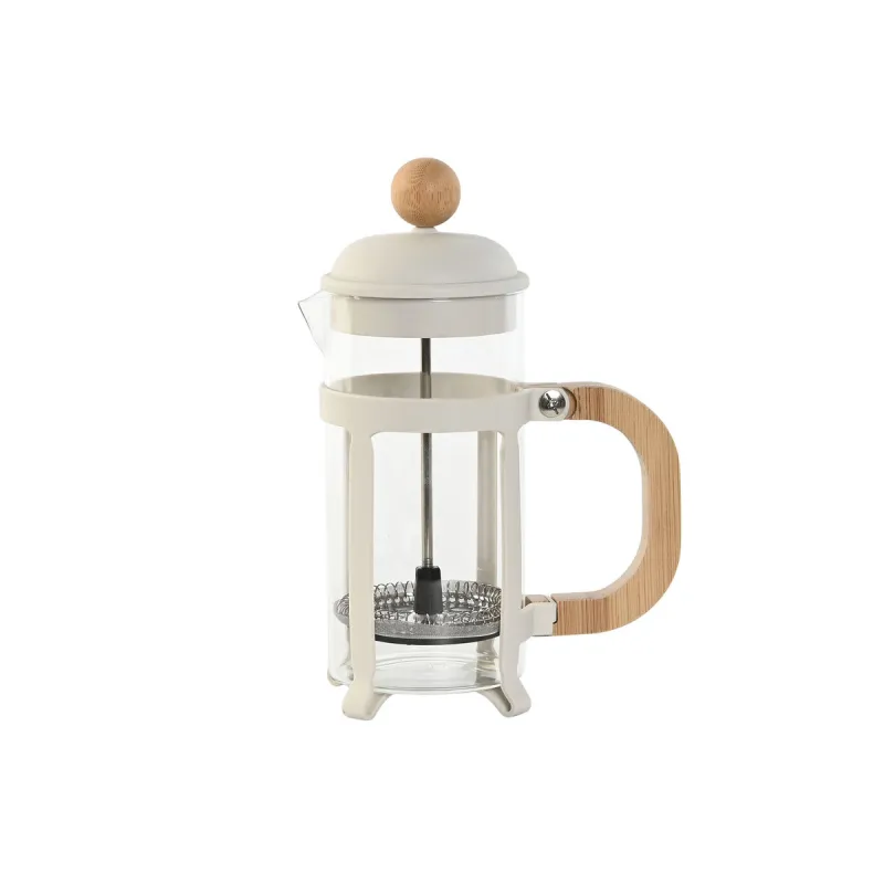Kafijas Vārītājs ar Spiedni Home ESPRIT Balts Dabisks Nerūsējošais tērauds polipropilēns 350 ml 13 x 8 x 19 cm