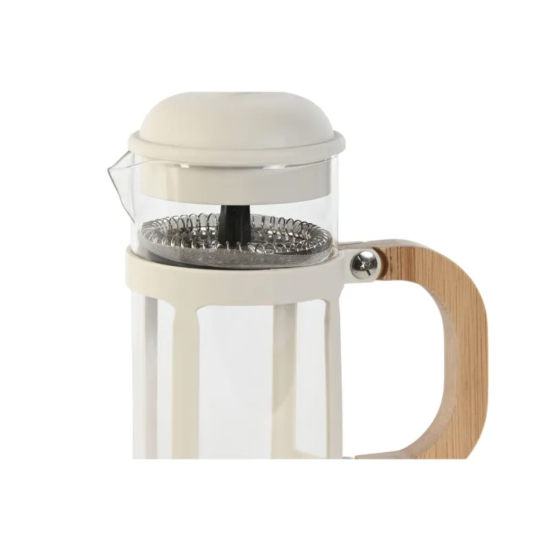 Kafijas Vārītājs ar Spiedni Home ESPRIT Balts Dabisks Nerūsējošais tērauds polipropilēns 350 ml 13 x 8 x 19 cm