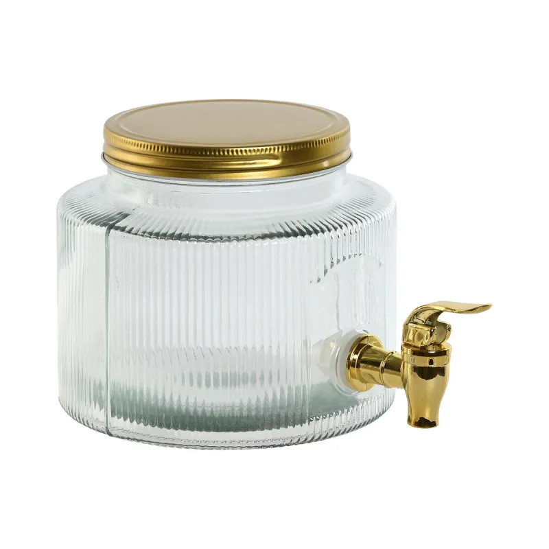 Водный дозатор Home ESPRIT Позолоченный Металл Стеклянный 17,8 x 25 x 15 cm
