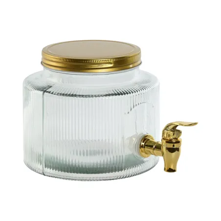 Водный дозатор Home ESPRIT Позолоченный Металл Стеклянный 17,8 x 25 x 15 cm