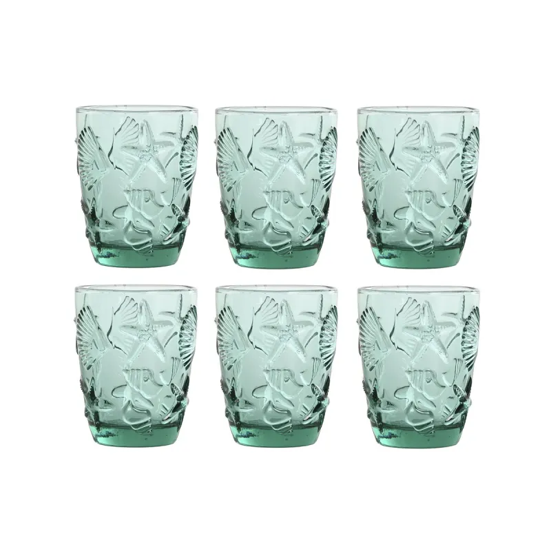 Glāžu komplekts Home ESPRIT Tirkīzs Stikls Vidusjūra Ar reljefu 290 ml (6 gb.)