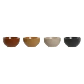 Bowl Home ESPRIT Beige Grey Mustard Terracotta Stoneware Scandi 480 ml 14 x 14 x 7,5 cm (4 Units)
