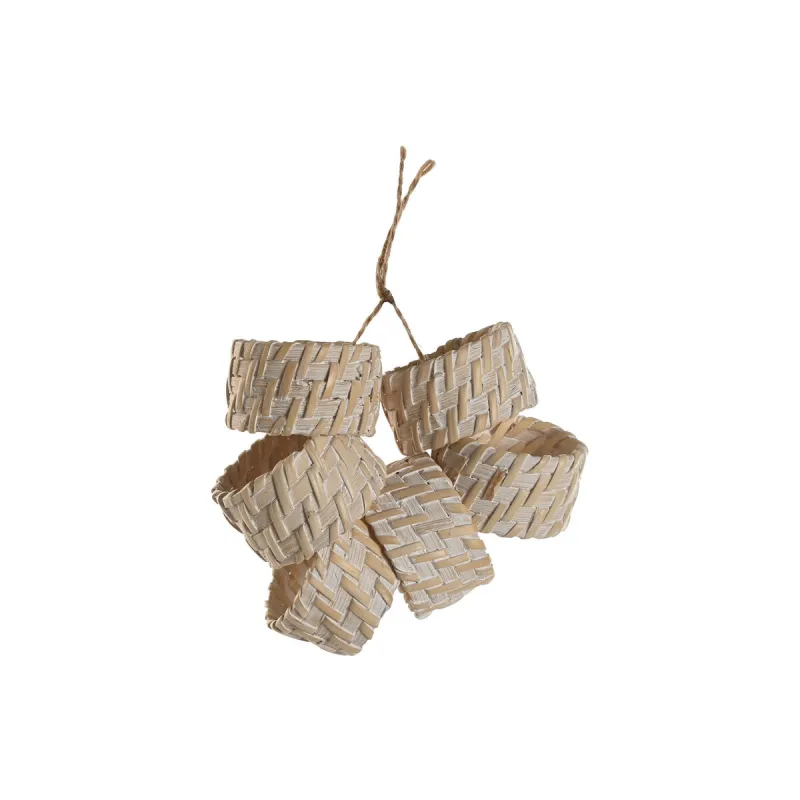 Servetėlės žiedas Home ESPRIT Balta Natūralus Bambukas Rotangas 5 x 5 x 3 cm