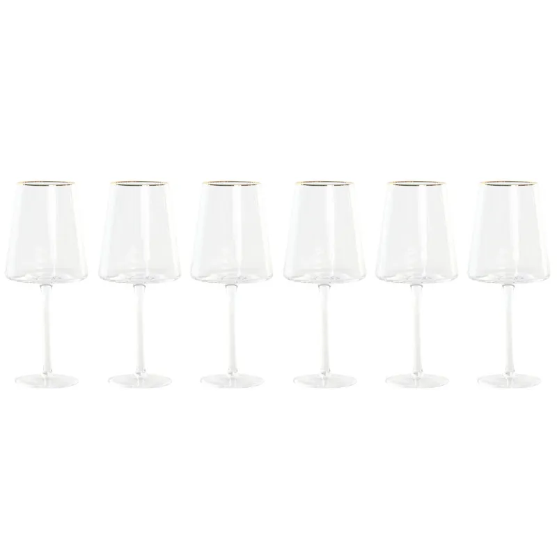 Stiklinių rinkinys Home ESPRIT Skaidrus Auksinis Stiklas 400 ml (6 vnt.)