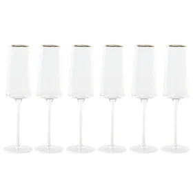 Setti laseja Home ESPRIT Läpinäkyvä Kullattu Kristalli 400 ml (6 osaa)