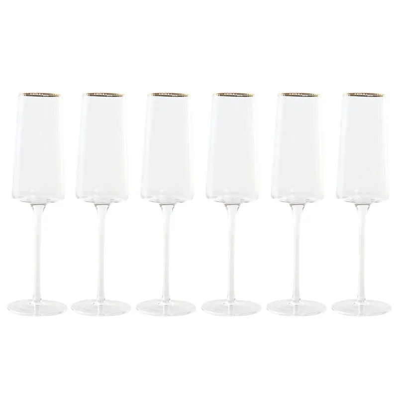 Stiklinių rinkinys Home ESPRIT Skaidrus Auksinis Stiklas 400 ml (6 vnt.)