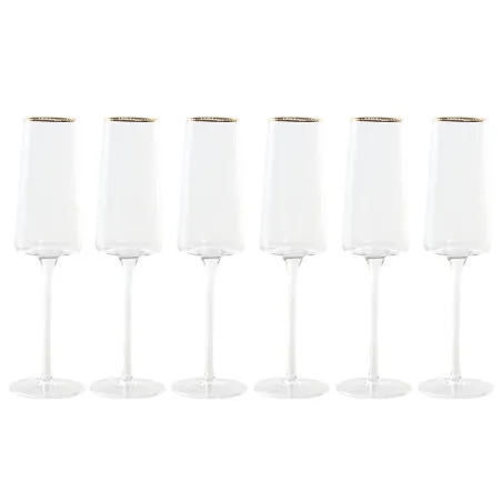 Topside komplekt Home ESPRIT Läbipaistev Kuldne Kristall 400 ml (6 Ühikut)