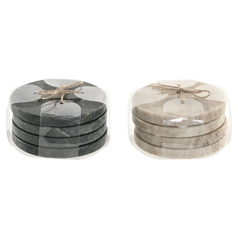 Padėklai Home ESPRIT Žalia Rusvai gelsva Marmurą 10 x 10 x 5 cm (2 vnt.) (4 vnt.)