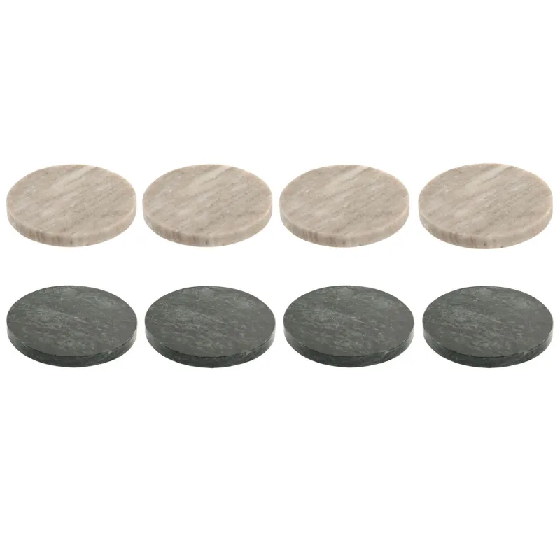 Lasinaluset Home ESPRIT Vihreä Beige Marmori 10 x 10 x 5 cm (2 osaa) (4 osaa)