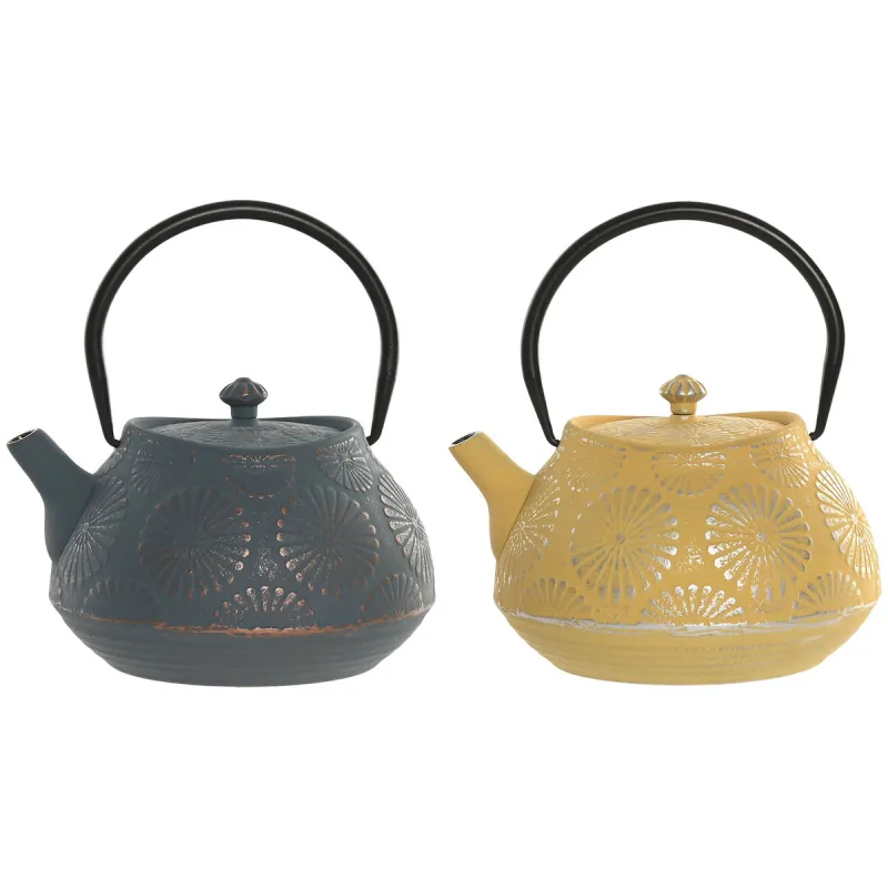 Tējkanna Home ESPRIT Dzeltens Tirkīzs Nerūsējošais tērauds Dzelzs 1,2 L (2 gb.)