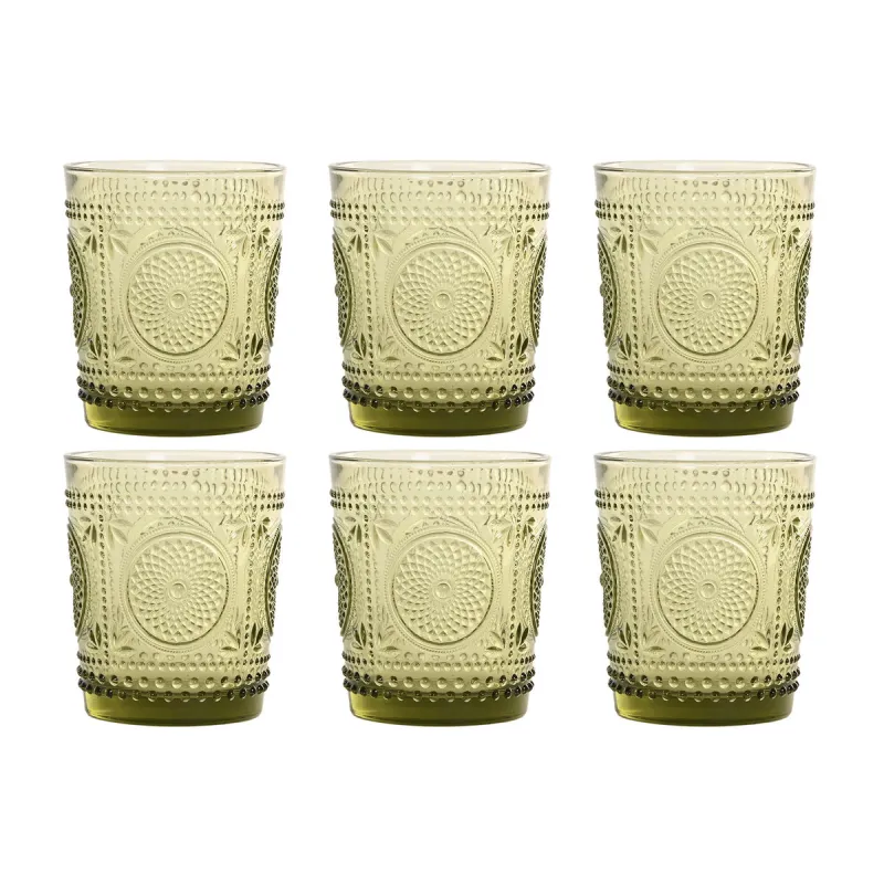 Набор стаканов Home ESPRIT Зеленый Стеклянный С облегчением 310 ml (6 штук)