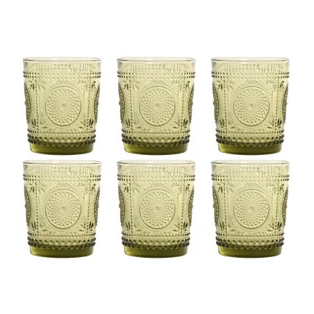 Набор стаканов Home ESPRIT Зеленый Стеклянный С облегчением 310 ml (6 штук)