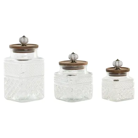 3 purkkia Home ESPRIT Läpinäkyvä Luonnollinen 1,8 L 3 Kappaletta