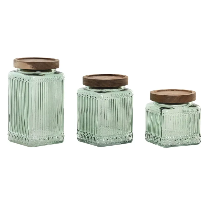 3 toru Home ESPRIT Roheline Naturaalne 1 L 3 Tükid, osad