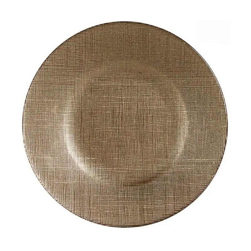 Plokščia lėkštė Vivalto 3239121P-5 Auksinis stiklas 21 x 2 x 21 cm