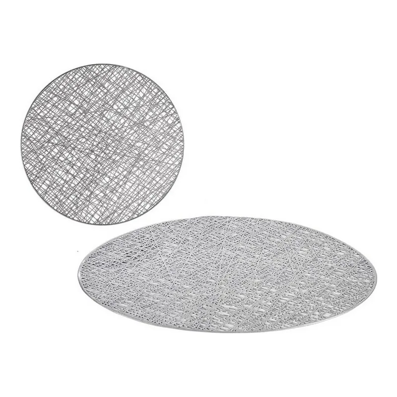 Lauamatt Kinvara Hõbedane Hõbe Plastmass 30 % Polüester Ø 38 cm 38 x 0,01 x 38 cm (12 Ühikut)